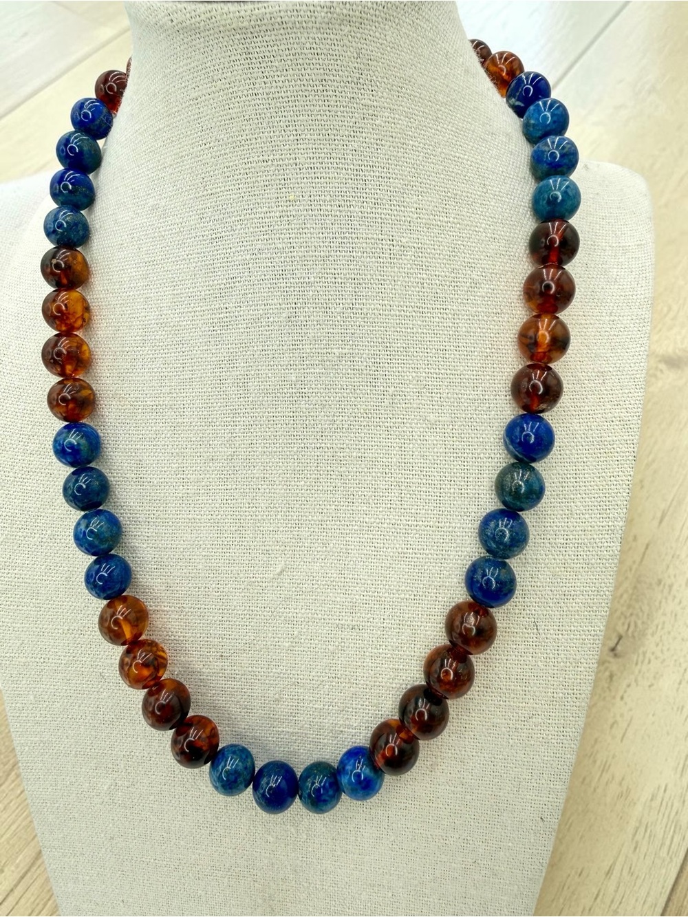 Jay King DTR Lapis Amber Bead Necklace Sterling 18-20” Adjustable Southwest Boho - Picture 6 of 17